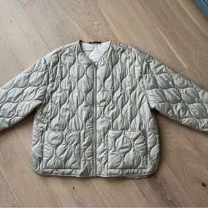 Zara Beige Quilted Puffer Jacket
